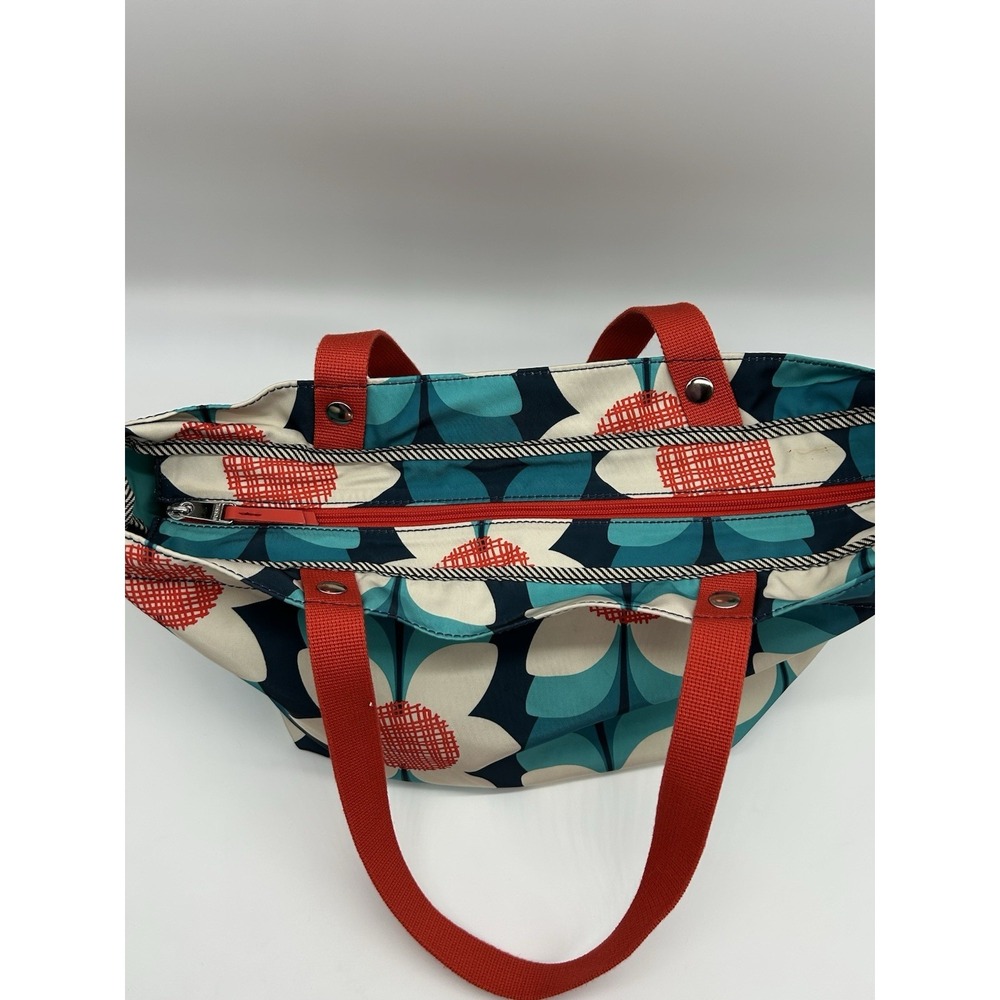 Fossil Keyper Floral Top Zip Shopper‎ Tote Handbag Blue Red Multicolor Purse - Picture 2 of 12
